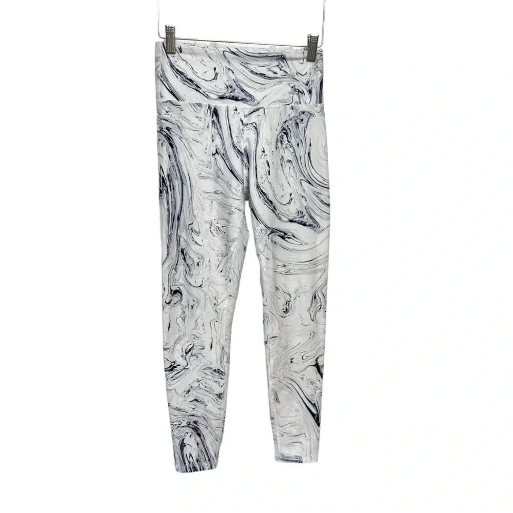 Marika S white & black marble‎ workout leggings